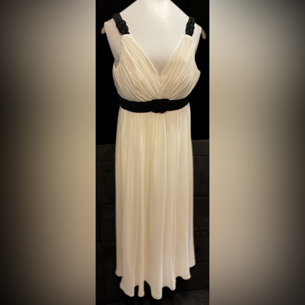 Cream and Black Pleated Maxi Gown for special occasions